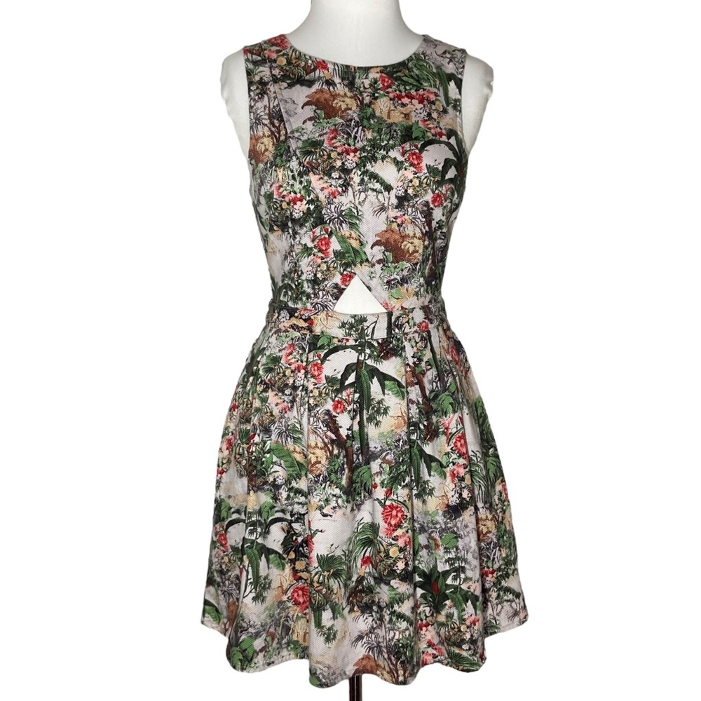 PULL & BEAR Fit & Flare Short Dress Size US XS Multicolor Sleeveless Cotton